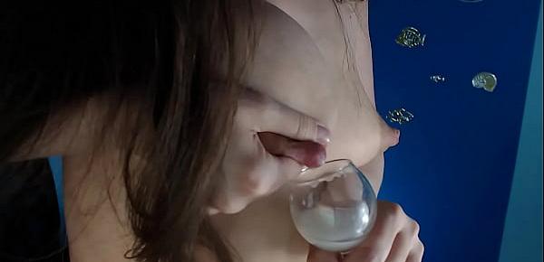  Girl milking in glass and drink it www.myclearsky.livemyclearsky